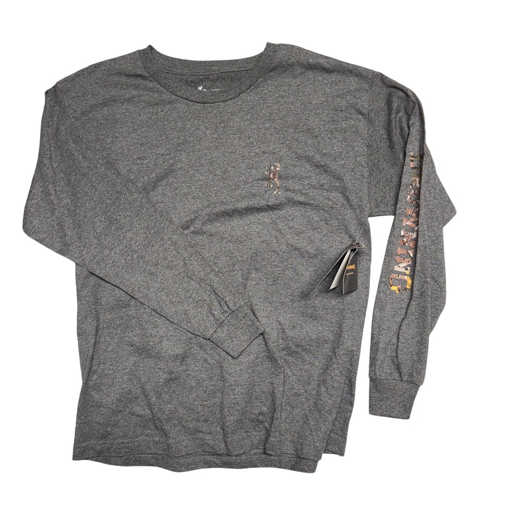 Browning Youth XL Long Sleeve T-Shirt Dark Heather Grey Camo Buckmark Logo NWT